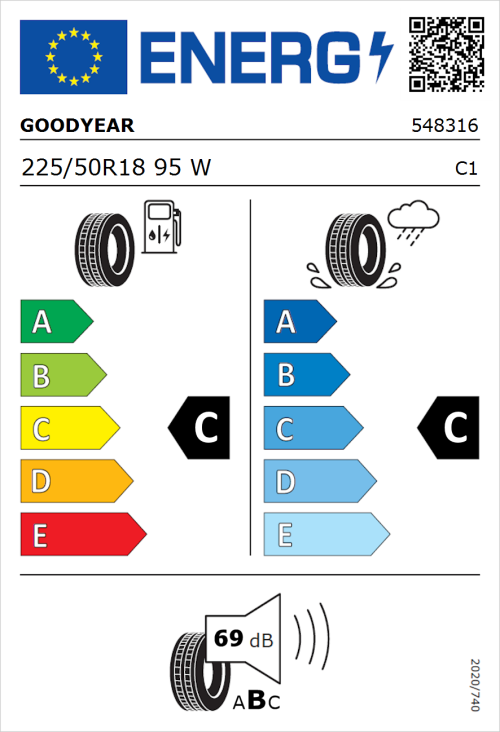 Tyre Label for Goodyear Eagle F1 Asymmetric 3 225/50R18 95W