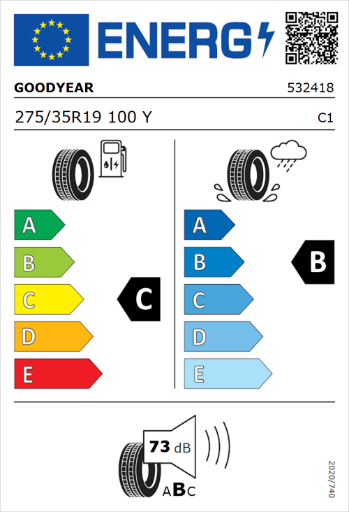 Tyre Label for Goodyear Eagle F1 Asymmetric 3 275/35R19 100Y